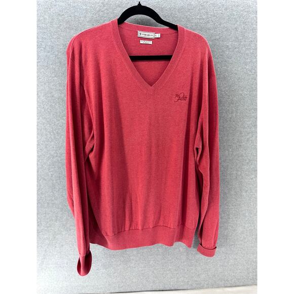 Peter Millar Mens sz XL Cashmere Red Cotton Blend Pullover Vneck Sweater Golf - Picture 1 of 5
